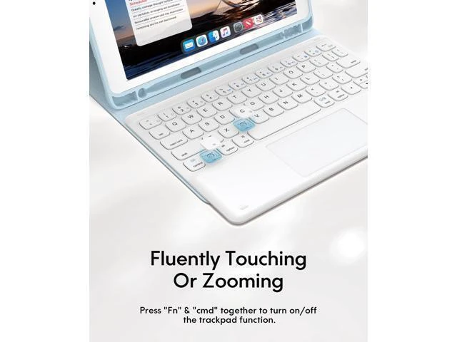 Alt view image 10 of 10 - iPad Keyboard 9th Generation, Keyboard for iPad 8th Generation/7th Gen 10.2 Inch, Smart Trackpad, Detachable Wireless with Pencil Holder, Flip Stand Keyboard Case for iPad 9th/8th/7th Gen 10.2", Blue