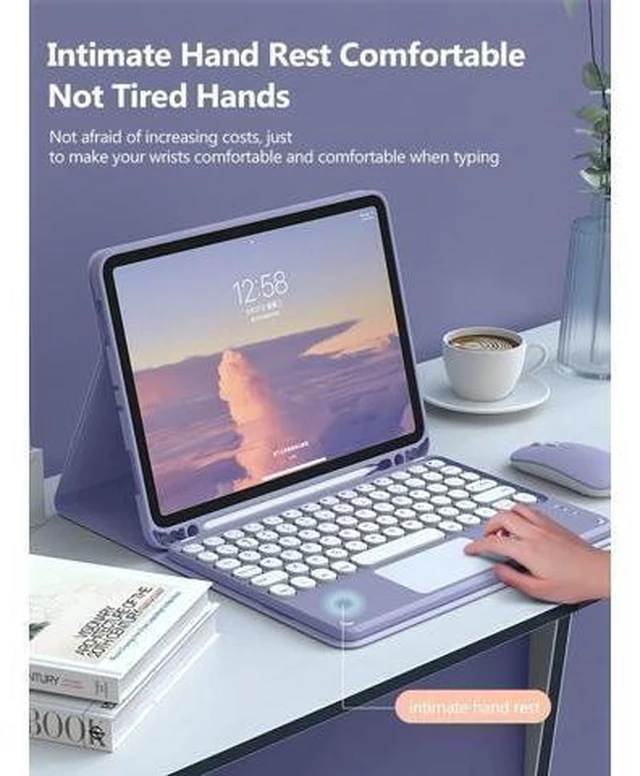 Alt view image 7 of 10 - QYiiD Keyboard Case with Touchpad for iPad Pro 13-inch (M4) 2024, Smart Keyboard Folio Cover with Pencil Holder, Multi-Touch Trackpad, Detachable Keyboard for iPad Pro13 inch (2024), Yellow