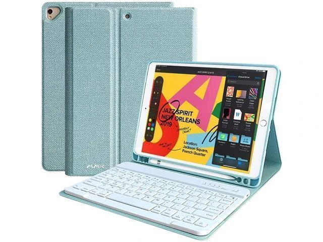 Alt view image 6 of 10 - MMK for iPad Keyboard Case for 10.2" 9th/8th/7th Generation 2021/2020/2019, Detachable Wireless BT Keyboard with Magnetic Protective Cover with Pencil Holder for iPad Pro 10.5" 2019