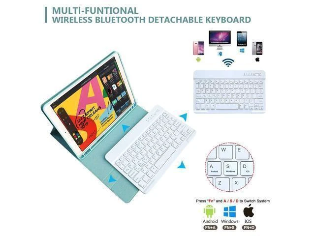 Alt view image 8 of 10 - MMK for iPad Keyboard Case for 10.2" 9th/8th/7th Generation 2021/2020/2019, Detachable Wireless BT Keyboard with Magnetic Protective Cover with Pencil Holder for iPad Pro 10.5" 2019