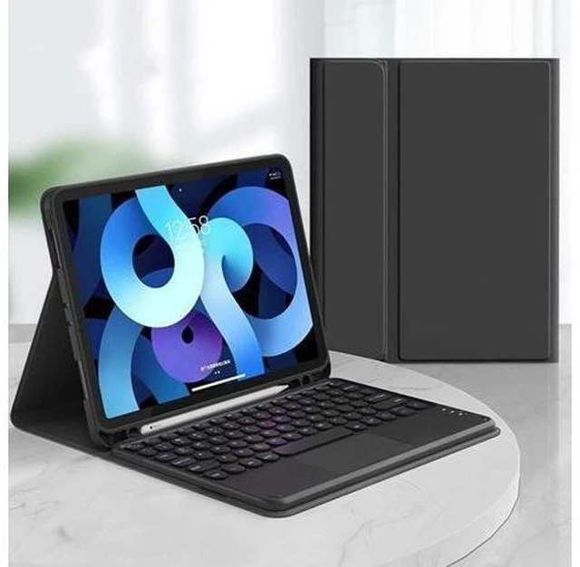 Alt view image 6 of 10 - HENGHUI Keyboard Case for New iPad 9th Gen/8th Gen/7th Gen 10.2"-Touchpad Detachable Wireless with Pencil Holder Stand Folio Keyboard Cover for iPad 9th Generation Air 3rd Gen Pro 10.5, Black