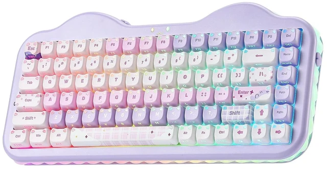 Alt view image 2 of 2 - C75 Wireless Mechanical Keyboard, 75% Layout Hot Swap Creamy Keyboard NKRO,Cute Shine Through Keycap