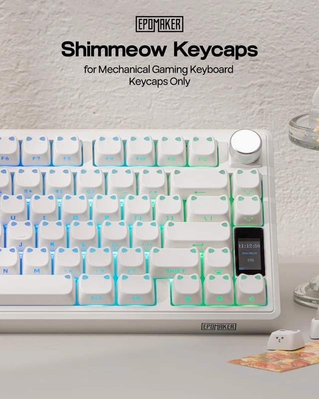 Alt view image 9 of 14 - Shimmeow Cute Cat Themed Keycaps Set for MX Mechanical Keyboard | 113 Keys, Shine Through, MAO Profile, PBT+PC Material, Compatible for 60%/65%/75%/TKL/96%/Full-Sized ANSI Layout (White)