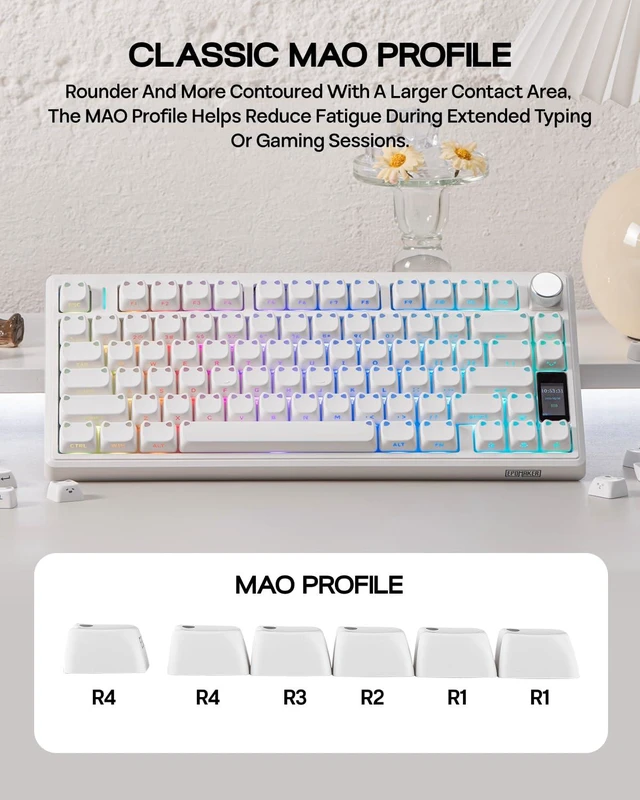 Alt view image 13 of 14 - Shimmeow Cute Cat Themed Keycaps Set for MX Mechanical Keyboard | 113 Keys, Shine Through, MAO Profile, PBT+PC Material, Compatible for 60%/65%/75%/TKL/96%/Full-Sized ANSI Layout (White)