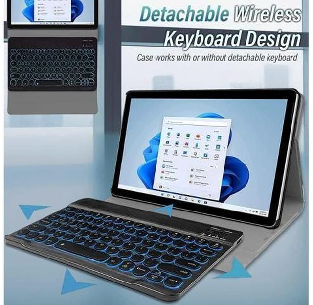 Alt view image 8 of 10 - Wineecy Backlit Keyboard Case for Microsoft Surface Go 4 2023 /Go 3 2021 /Go 2 2020 /Surface Go 2018 Tablet,7 Colors Backlight Magnetic Detachable Wireless Keyboard with Premium PU Cover Case