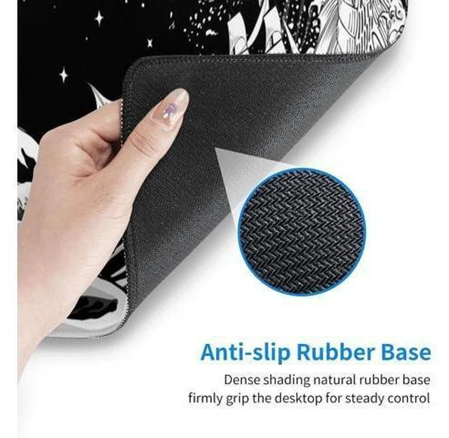Alt view image 13 of 14 - Black and White Japanese Waves Sea Dragon Gaming Mouse Pad XL, Extended Large Mouse Mat Desk Pad, Stitched Edges Mousepad, Long Non-Slip Rubber Base Mice Pad, 31.5 X 11.8 Inch