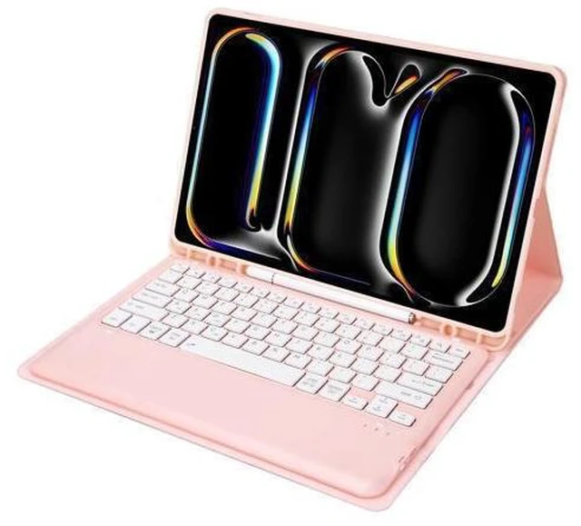 Alt view image 7 of 10 - KcoxdCn New iPad Pro 13 Inch 2024 Keyboard Case for iPad Pro 13 Inch Keyboard Case 2024 Model 7th Generation with Pencil Holder Mutil Angles Stand Cover Detachable Wireless Keyboard (Pink)