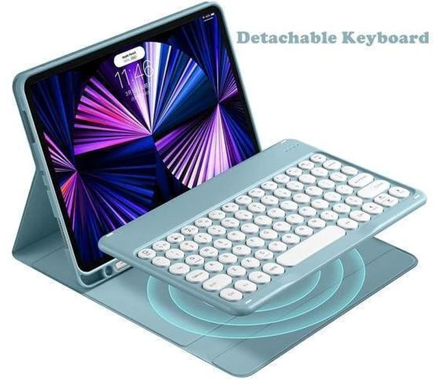 Alt view image 6 of 8 - QIYIBOCASE Cute Round Keys Keyboard Case for iPad 10.2" 9th Gen/8th Gen/7th Gen,for iPad Pro10.5 /Air 3rd Gen, Detachable Magnets BT Keyboard Case with Pencil Holder, (New Pink)