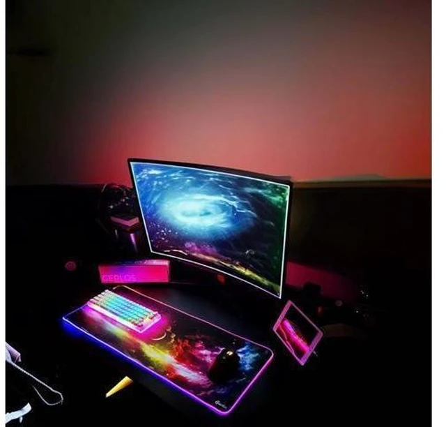 Alt view image 10 of 14 - RGB Large Gaming Mouse Pad Extended Soft LED Mouse Pad Non-Slip Rubber Base Water Resist Keyboard Pad Computer Mousepad 31.5×11.8 inches