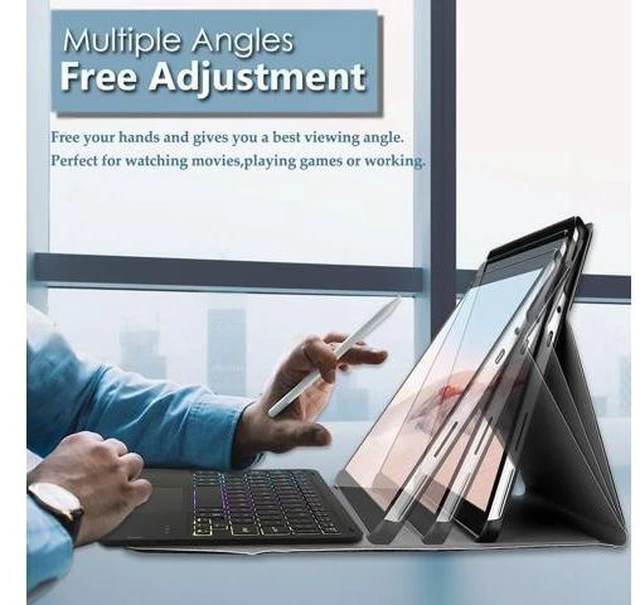 Alt view image 9 of 10 - Backlit Touchpad Keyboard Case for T-Mobile Revvl Tab 5G Tablet 10.36 Inch, DKAHOEE 3-Zone Backlit Wireless Trackpad Keyboard with Protective Slim Stand Case for 10.36" T-Mobile Revvl Tab 2023 Release