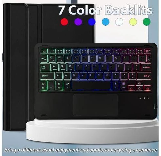 Alt view image 10 of 10 - Backlit Touchpad Keyboard Case for T-Mobile Revvl Tab 5G Tablet 10.36 Inch, DKAHOEE 3-Zone Backlit Wireless Trackpad Keyboard with Protective Slim Stand Case for 10.36" T-Mobile Revvl Tab 2023 Release