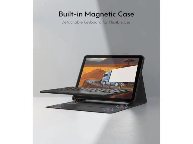 Alt view image 12 of 14 - Touchpad iPad 10th Generation Case with Keyboard (10.9", 2022), 7 Color Backlight, Multi-Touch Trackpad, Flip Stand Case with Pencil Holder, 2 Bluetooth Channels for New iPad 10th 2022, Black