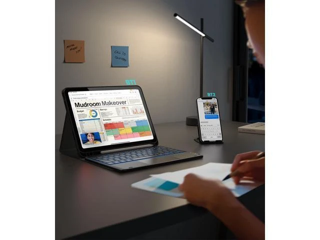 Alt view image 13 of 14 - Touchpad iPad 10th Generation Case with Keyboard (10.9", 2022), 7 Color Backlight, Multi-Touch Trackpad, Flip Stand Case with Pencil Holder, 2 Bluetooth Channels for New iPad 10th 2022, Black