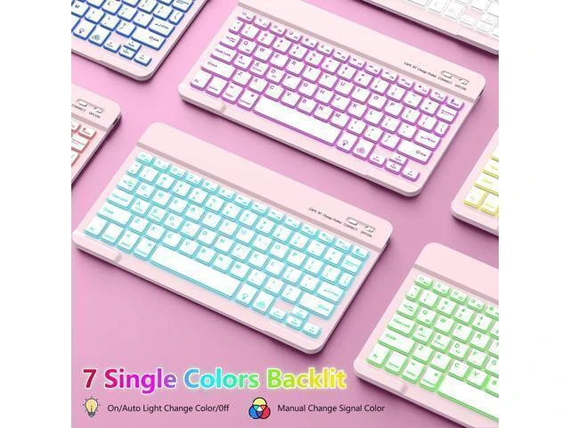 Alt view image 8 of 10 - aMZCaSE for iPad 10th Generation Case with Keyboard 10.9 Inch(2022),7 Colors Backlight Keyboard Case,Detachable Wireless Keyboard Cove with Pencil Holder for New iPad 10th Gen,Light Pink