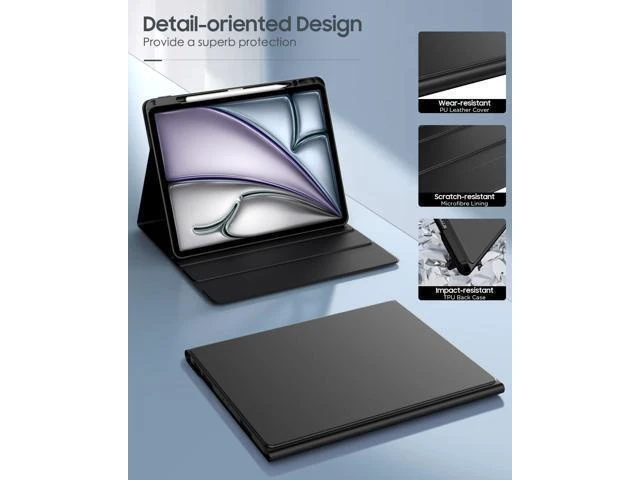 Alt view image 8 of 10 - MoKo for iPad Air 13 Inch Case with Keyboard (M3 2025/M2 2024), iPad Pro 12.9 inch (5th/6th Gen) Keyboard Case with 7 Colors Backlit, Pencil Holder, Multi-Angle Detachable Bluetooth Keyboard Off-Black