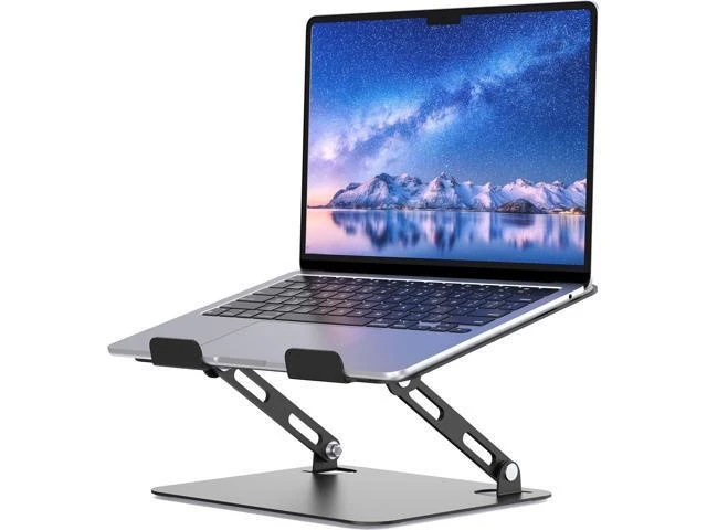 Alt view image 8 of 14 - Laptop Stand for Desk Portable Adjustable Laptop Riser Ergonomic Design Computer Holder Metal Laptop Mount Elevator Compatible with 10 to 15.6 Inches PC Computer Black