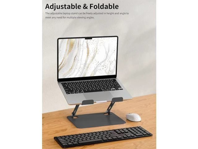 Alt view image 9 of 14 - Laptop Stand for Desk Portable Adjustable Laptop Riser Ergonomic Design Computer Holder Metal Laptop Mount Elevator Compatible with 10 to 15.6 Inches PC Computer Black
