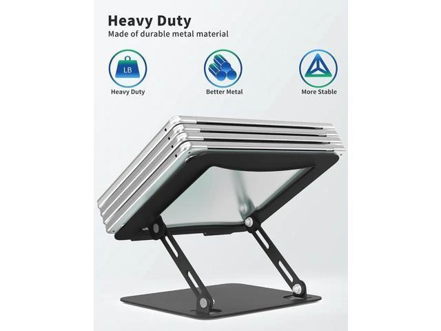 Alt view image 12 of 14 - Laptop Stand for Desk Portable Adjustable Laptop Riser Ergonomic Design Computer Holder Metal Laptop Mount Elevator Compatible with 10 to 15.6 Inches PC Computer Black