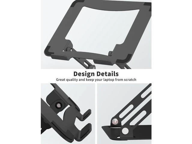 Alt view image 13 of 14 - Laptop Stand for Desk Portable Adjustable Laptop Riser Ergonomic Design Computer Holder Metal Laptop Mount Elevator Compatible with 10 to 15.6 Inches PC Computer Black