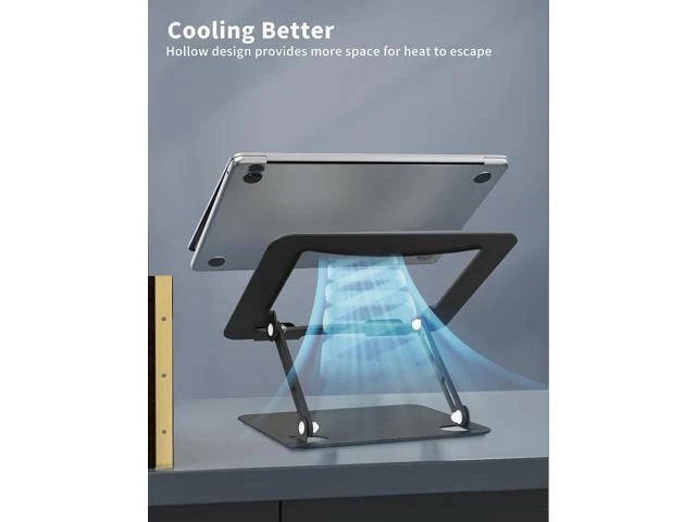 Alt view image 14 of 14 - Laptop Stand for Desk Portable Adjustable Laptop Riser Ergonomic Design Computer Holder Metal Laptop Mount Elevator Compatible with 10 to 15.6 Inches PC Computer Black