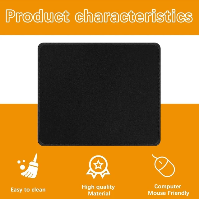 Alt view image 9 of 12 - 12 Pack Black Mouse pad Bulk with Stitched Edge 10.2x8.3inches 3mm Thickness Premium Textured Non-Slip Rubber Base Mouse pad Black Washable Gaming Mouse Pad Pack for Office and Home
