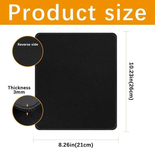 Alt view image 8 of 12 - 12 Pack Black Mouse pad Bulk with Stitched Edge 10.2x8.3inches 3mm Thickness Premium Textured Non-Slip Rubber Base Mouse pad Black Washable Gaming Mouse Pad Pack for Office and Home