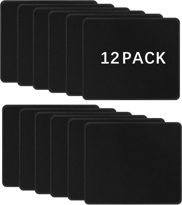 Alt view image 7 of 12 - 12 Pack Black Mouse pad Bulk with Stitched Edge 10.2x8.3inches 3mm Thickness Premium Textured Non-Slip Rubber Base Mouse pad Black Washable Gaming Mouse Pad Pack for Office and Home