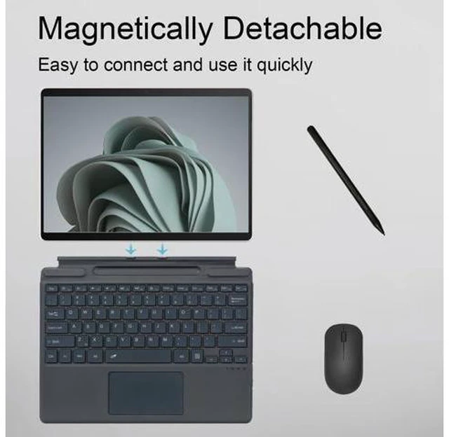 Alt view image 8 of 10 - Zoof Type Cover for Microsoft Surface Pro 11 / Pro 10 / Pro 9 / Pro 8 / Pro X, 13 inch, Portable Slim Bluetooch Keyboard with Touchpad, Pen Holder (Gray Without Backlit)