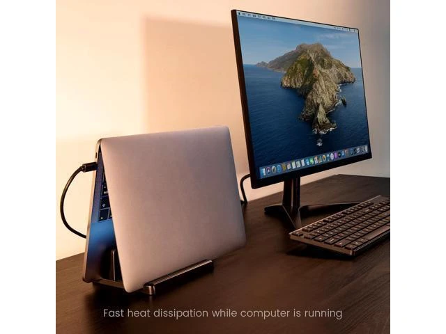Alt view image 11 of 14 - 3-Slot Vertical Laptop Stand Holder Adjustable ABS Plastic Desktop Notebook Dock Vertical Laptop Stand Space-Saving for All MacBook/Surface//HP//Chrome Book