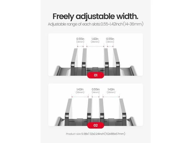 Alt view image 12 of 14 - 3-Slot Vertical Laptop Stand Holder Adjustable ABS Plastic Desktop Notebook Dock Vertical Laptop Stand Space-Saving for All MacBook/Surface//HP//Chrome Book