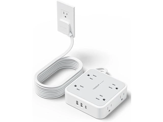 Alt view image 8 of 14 - Surge Protector Power Strip 15 Ft Cord, 8 Widely Spaced Outlets, 3 USB Charger(1 USB C Port), Ultra Thin Flat Plug Extension Cord 15 Feet, 900J Surge Protection for Home, Office, Dorm Room Essentials