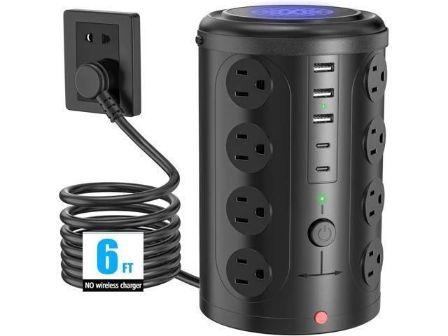 Alt view image 7 of 12 - Tower Power Strip Surge Protector with 16 Outlets and 5 USB Ports (2 USB-C), 6FT Extension Cord with Multiple Outlets,Heavy Duty Charging Station,Home Office Dorm Room Essentials. No Wireless Charging