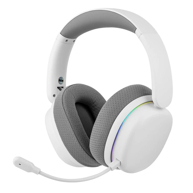 Alt view image 8 of 14 - X Aula G7 Pro Wireless Gaming Headset, Dual Mode BT5.3 & 2.4GHz, 7.1 Surround Sound, 80+ Hour Battery, RGB Light, with Noise Canceling Mic for PS5, PS4, Switch, PC (White)