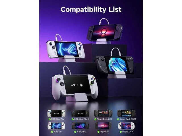 Alt view image 10 of 14 - Docking Station for ROG Xbox Ally X (2025)/ROG Ally X/ROG Ally/Steam Deck/Legion Go, 6-in-1 Dock with HDMI 4K@120Hz, Gigabit Ethernet, USB A & USB C 3.2 Gen 1, 100W Charging - HB0609 White