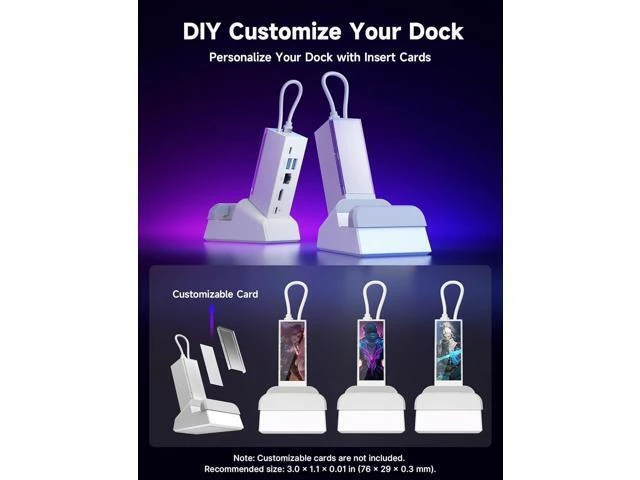 Alt view image 14 of 14 - Docking Station for ROG Xbox Ally X (2025)/ROG Ally X/ROG Ally/Steam Deck/Legion Go, 6-in-1 Dock with HDMI 4K@120Hz, Gigabit Ethernet, USB A & USB C 3.2 Gen 1, 100W Charging - HB0609 White