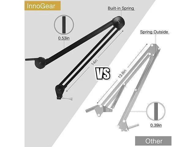 Alt view image 10 of 14 - Microphone Arm Stand Heavy Duty Mic Arm Microphone Stand Suspension Scissor Boom Stands with Mic Clip and Cable Ties for Blue Yeti Snowball and Blue Yeti NanoMedium