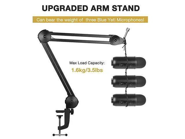 Alt view image 11 of 14 - Microphone Arm Stand Heavy Duty Mic Arm Microphone Stand Suspension Scissor Boom Stands with Mic Clip and Cable Ties for Blue Yeti Snowball and Blue Yeti NanoMedium