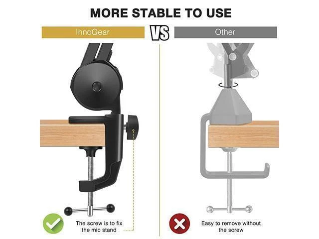 Alt view image 13 of 14 - Microphone Arm Stand Heavy Duty Mic Arm Microphone Stand Suspension Scissor Boom Stands with Mic Clip and Cable Ties for Blue Yeti Snowball and Blue Yeti NanoMedium