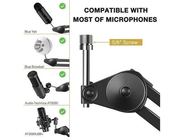 Alt view image 14 of 14 - Microphone Arm Stand Heavy Duty Mic Arm Microphone Stand Suspension Scissor Boom Stands with Mic Clip and Cable Ties for Blue Yeti Snowball and Blue Yeti NanoMedium