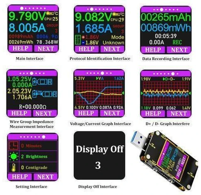 Alt view image 11 of 14 - USB C Power Meter Tester, Voltmeter Ammeter Load Tester, Voltage and Current Monitor With Braided C to C Cable (1.5Ft/50cm) - Test Cable Speed - PD 2.0/3.0 QC 2.0/3.0/4.0