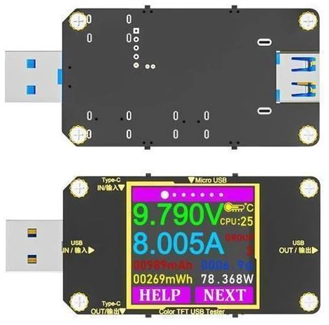 Alt view image 14 of 14 - USB C Power Meter Tester, Voltmeter Ammeter Load Tester, Voltage and Current Monitor With Braided C to C Cable (1.5Ft/50cm) - Test Cable Speed - PD 2.0/3.0 QC 2.0/3.0/4.0