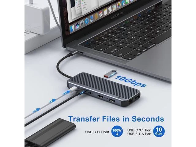 Alt view image 11 of 12 - Dual HDMI Docking Station USB C to 2 Monitor 4@60Hz, LIONWEI USB C Hub with 4K@120Hz HDMI, DP, 10Gbps USB C & USB A 3.1, 1000Mbps RJ45, SD/TF, USB C Dock for Type C Laptop