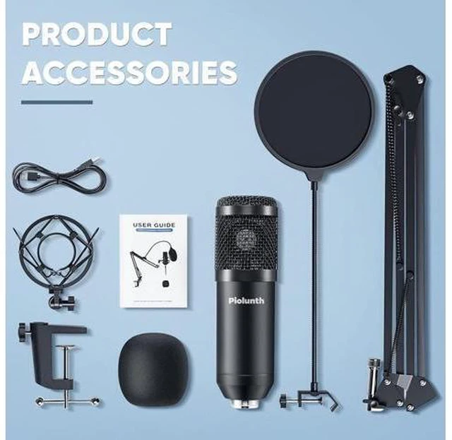 Alt view image 10 of 14 - USB Microphone, Professional 192kHz/24Bit Plug & Play PC Computer Condenser Cardioid Mic Kit with Sound Advanced Chipset, for Streaming, Podcast, Studio Recording and Games