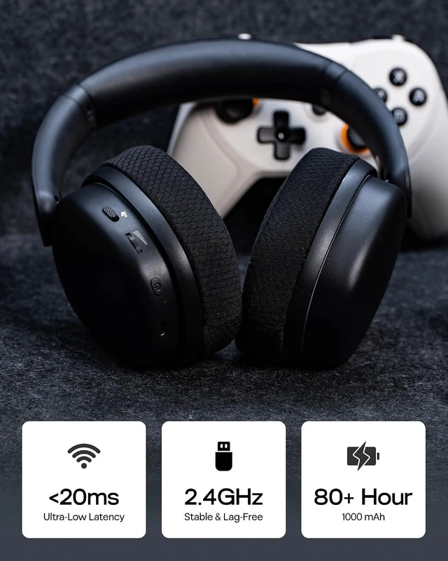 Alt view image 10 of 14 - X Aula G7 Pro Wireless Gaming Headset, Dual Mode BT5.3 & 2.4GHz, 7.1 Surround Sound, 80+ Hour Battery, RGB Light, with Noise Canceling Mic for PS5, PS4, Switch, PC (Black)