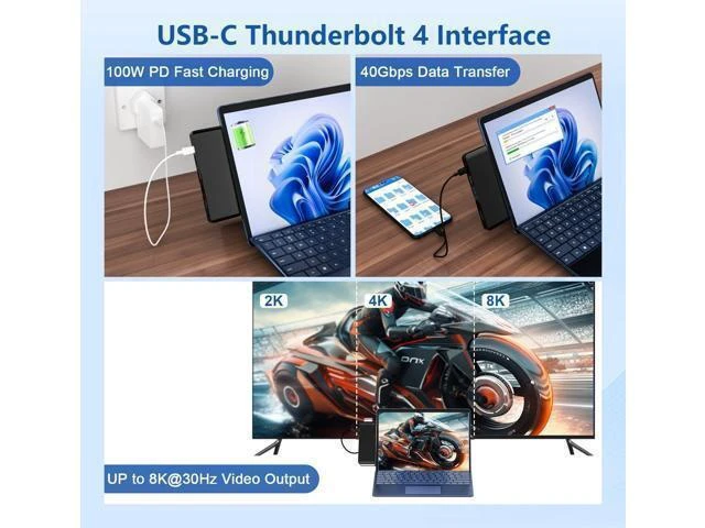 Alt view image 11 of 11 - Surface Pro 11 Docking Station: Surface Pro 11 Copilot+PC/Pro 10/Pro 9 USB Hub Adapter with Thunderbolt 4 (Display+Data+100W PD), 4K HDMI, USB 3.0, SD/TF Reader, 3.5mm Audio Surface Pro 11 Accessories