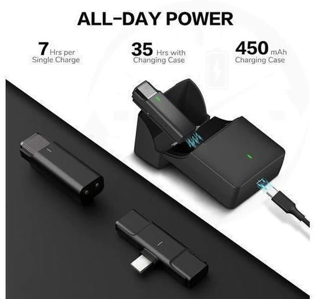 Alt view image 9 of 14 - BONAEVER Wireless Lavalier Microphone for USB Type-C roid with 35H Charging Case Plug & Play Clip-on Lapel Mic for Youtube Facebook Live Standream Video Recording -Noise Reduction/ 984Ft Transmission