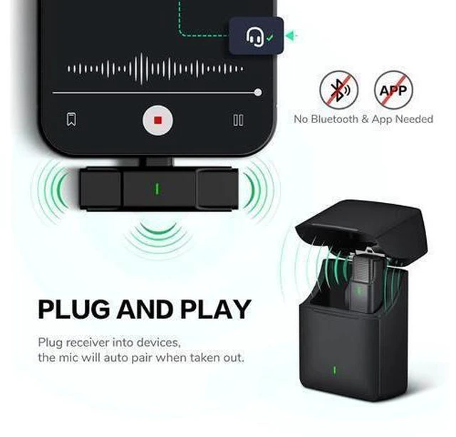 Alt view image 11 of 14 - BONAEVER Wireless Lavalier Microphone for USB Type-C roid with 35H Charging Case Plug & Play Clip-on Lapel Mic for Youtube Facebook Live Standream Video Recording -Noise Reduction/ 984Ft Transmission