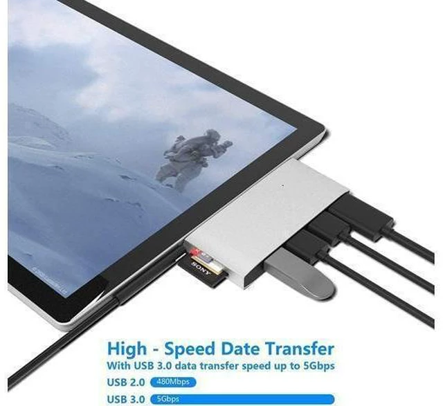 Alt view image 9 of 14 - Surface Pro Docking Station, Surface Pro 4/5/6 Hub Dock with 4K HDMI Adapter, 3 x USB 3.0 Ports, SD/Micro SD Card Reader for Microsoft Surface Pro 4/ Pro 5/ Pro 6