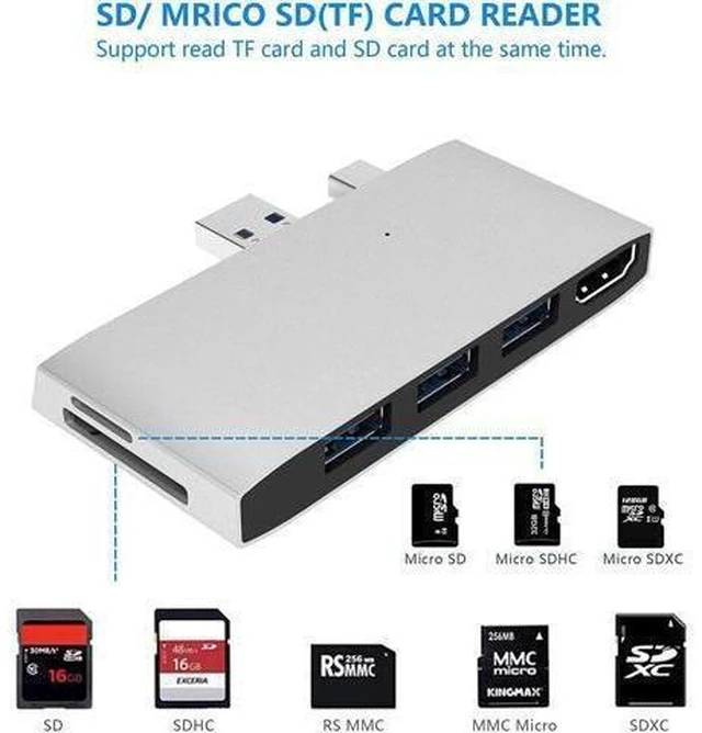 Alt view image 10 of 14 - Surface Pro Docking Station, Surface Pro 4/5/6 Hub Dock with 4K HDMI Adapter, 3 x USB 3.0 Ports, SD/Micro SD Card Reader for Microsoft Surface Pro 4/ Pro 5/ Pro 6