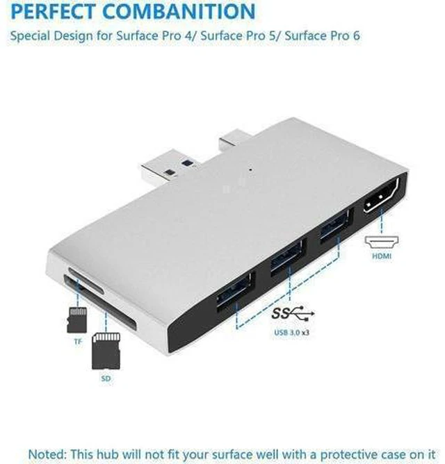 Alt view image 11 of 14 - Surface Pro Docking Station, Surface Pro 4/5/6 Hub Dock with 4K HDMI Adapter, 3 x USB 3.0 Ports, SD/Micro SD Card Reader for Microsoft Surface Pro 4/ Pro 5/ Pro 6